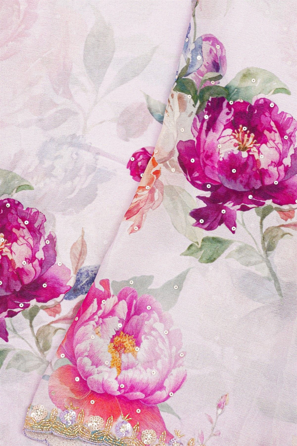 Designer Crepe Off White Saree