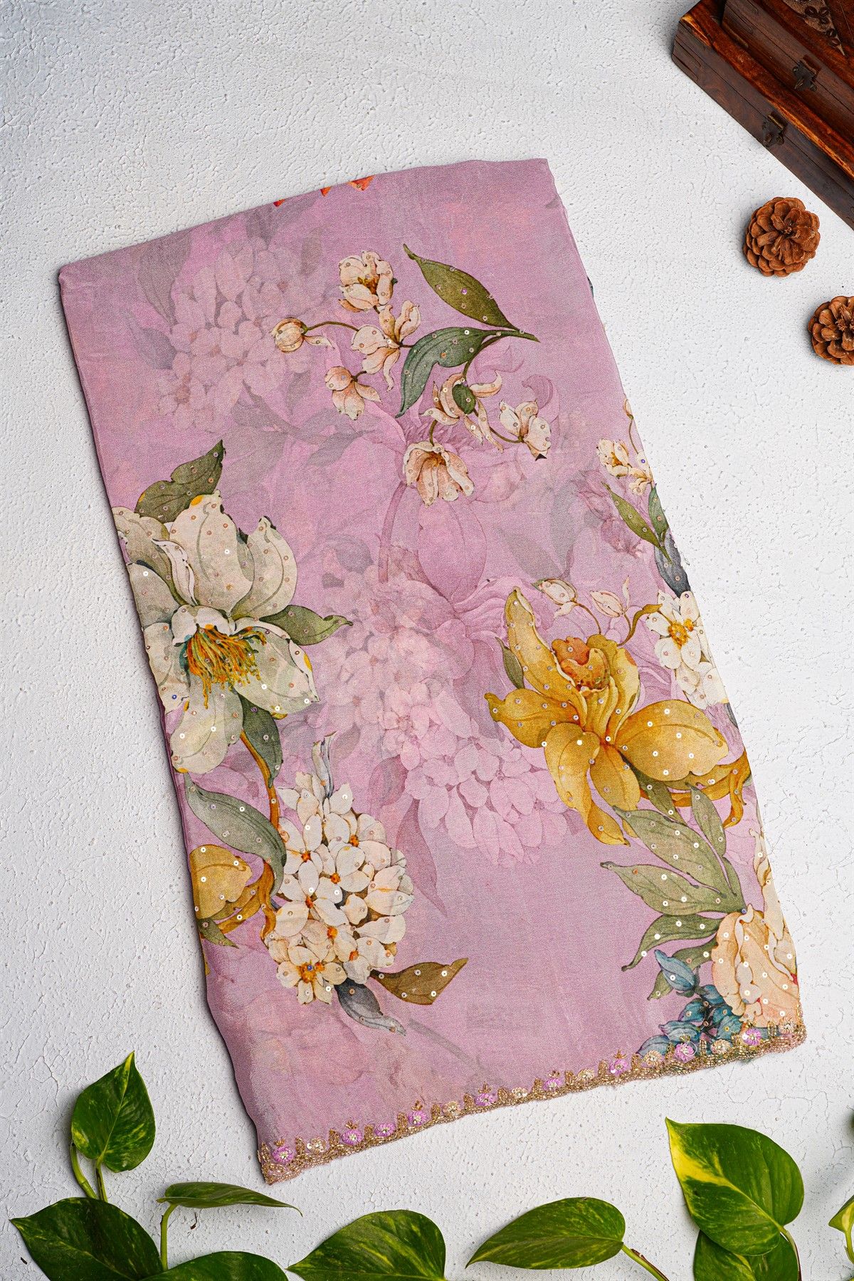 Designer Crepe Lavender Saree