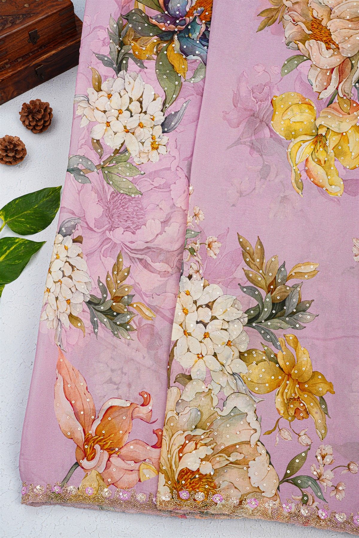 Designer Crepe Lavender Saree