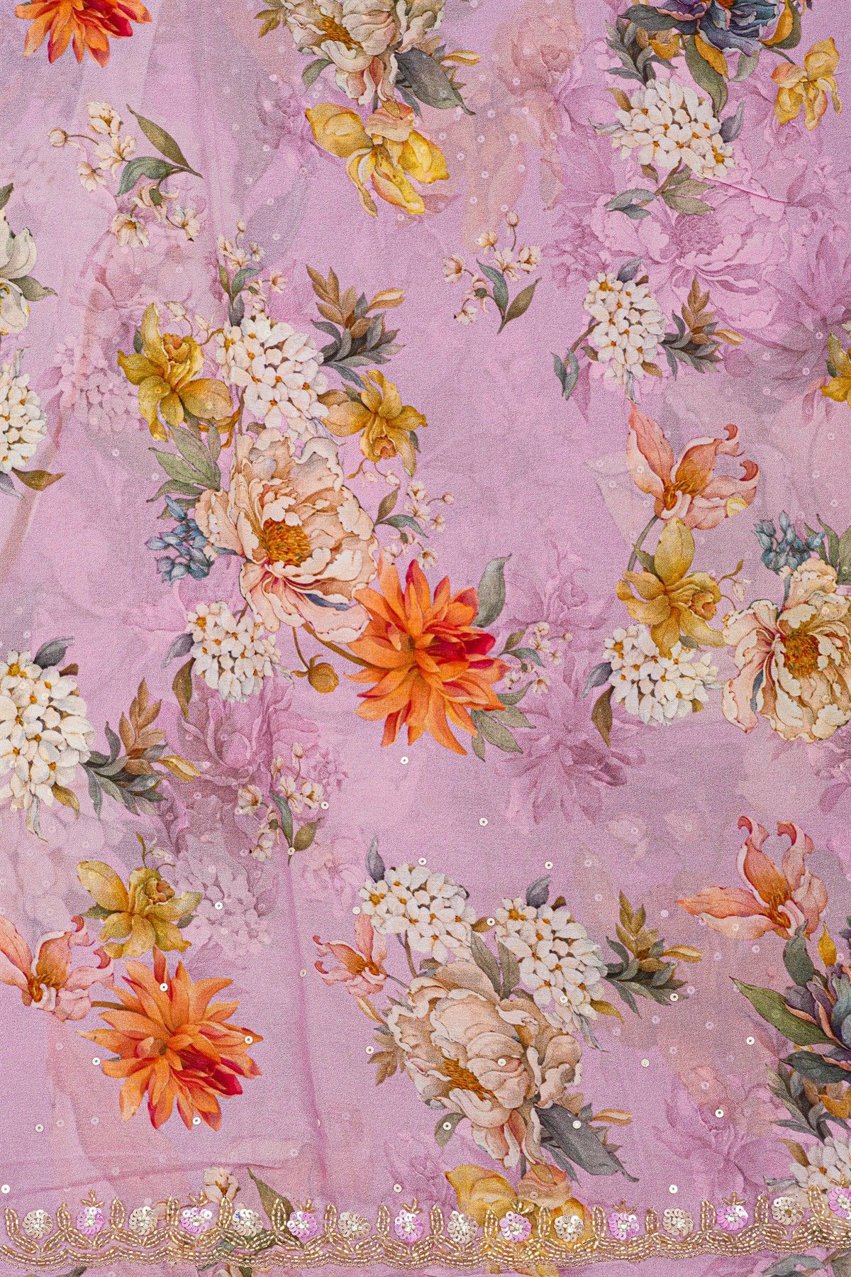 Designer Crepe Lavender Saree