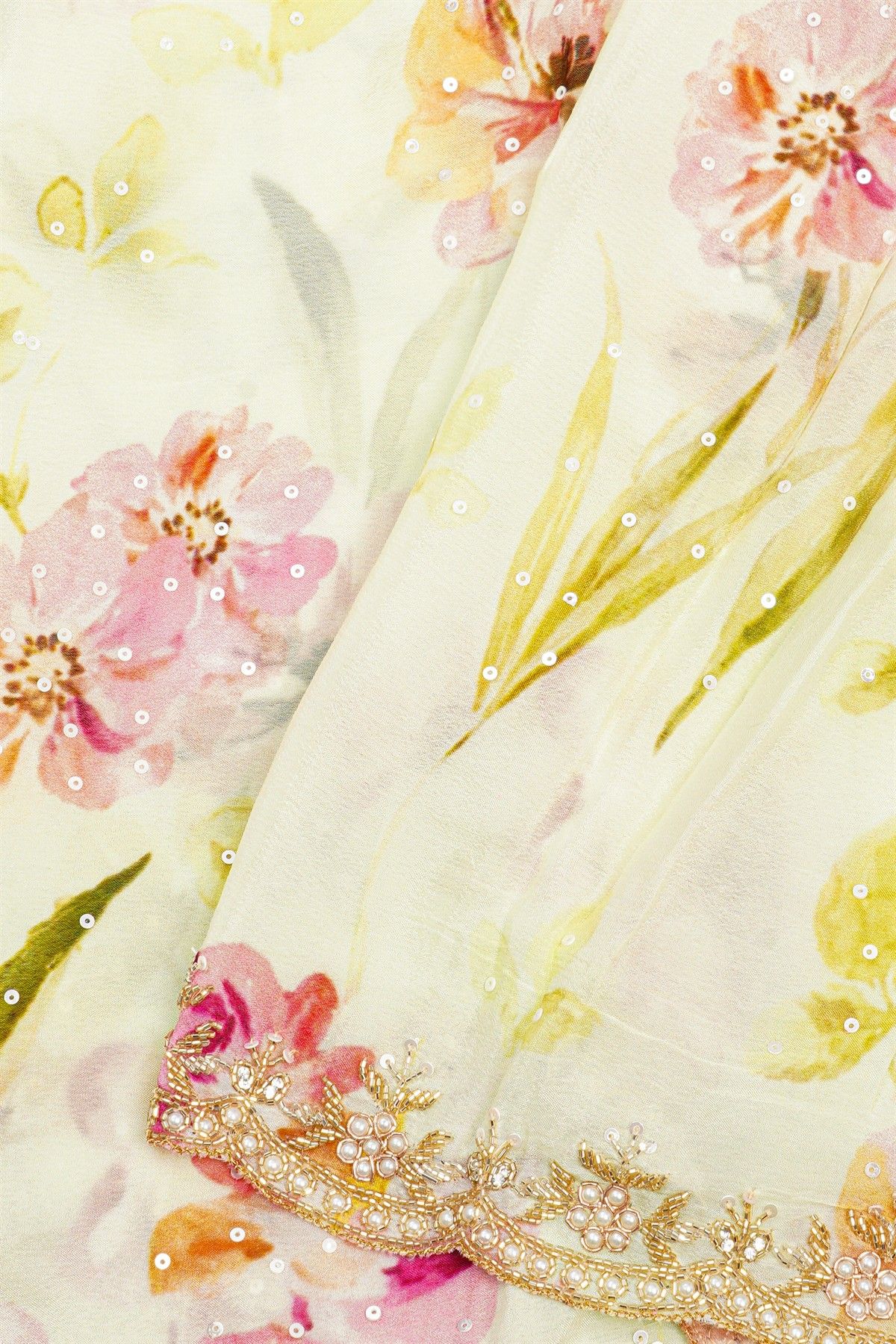 Designer Crepe Off White Saree