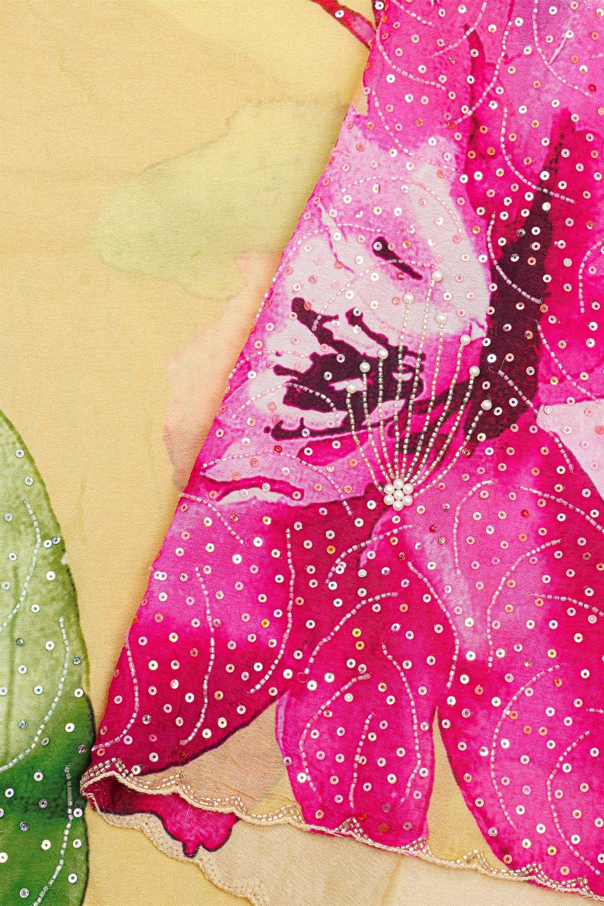 Designer Crepe Cream Saree