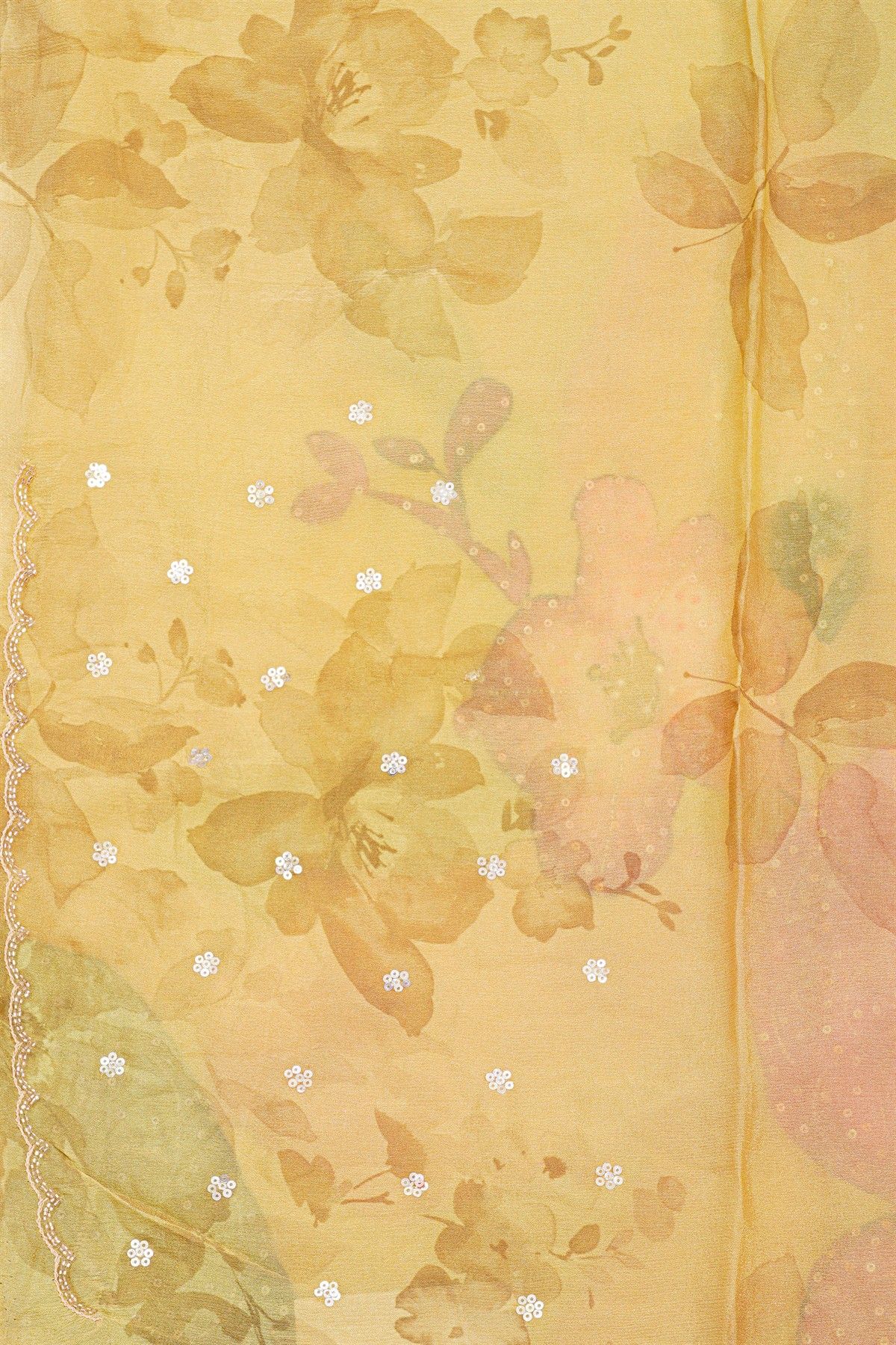 Designer Crepe Cream Saree