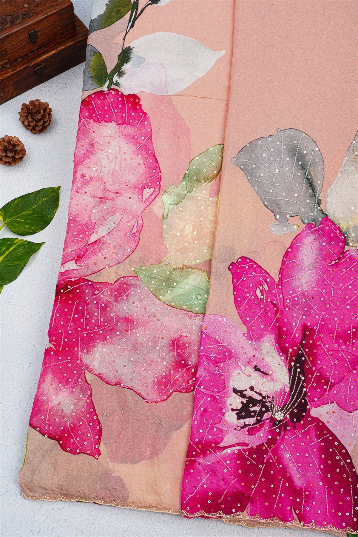 Designer Crepe Onion Pink Saree