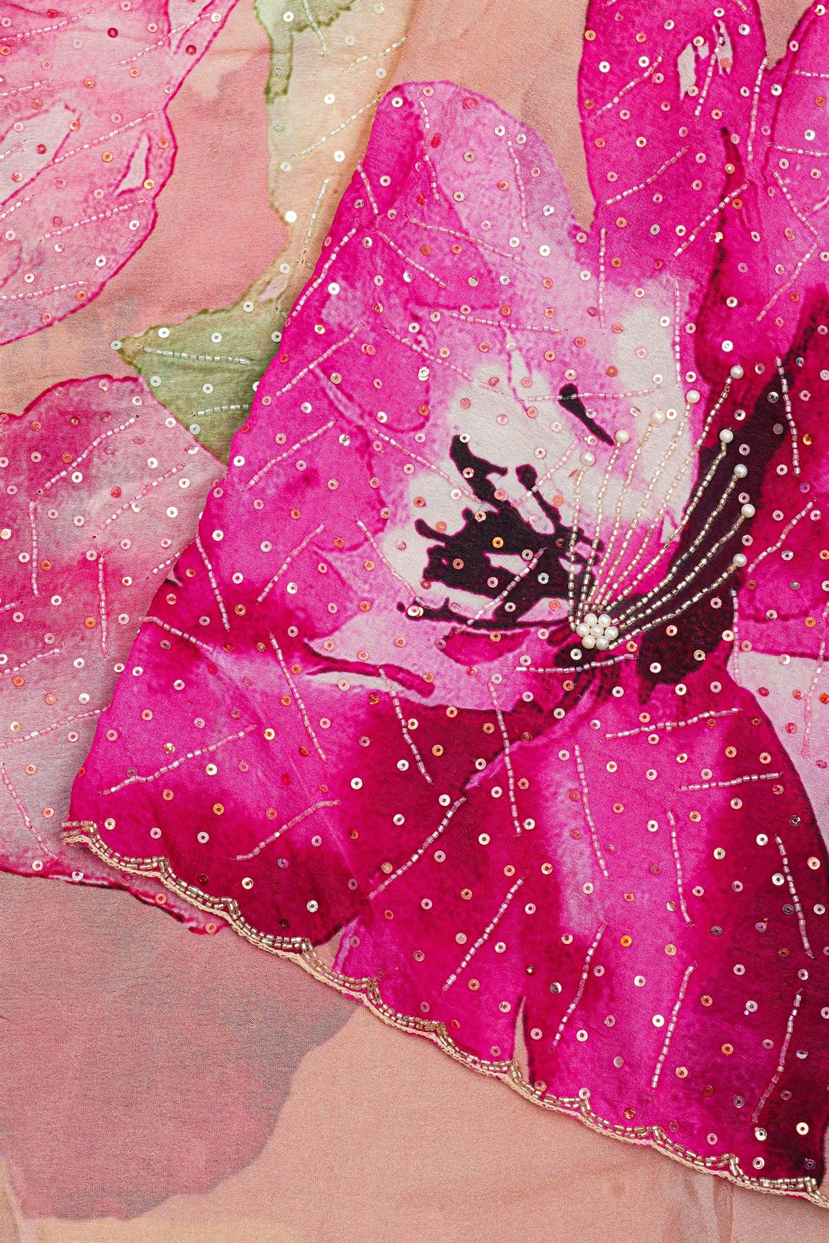 Designer Crepe Onion Pink Saree