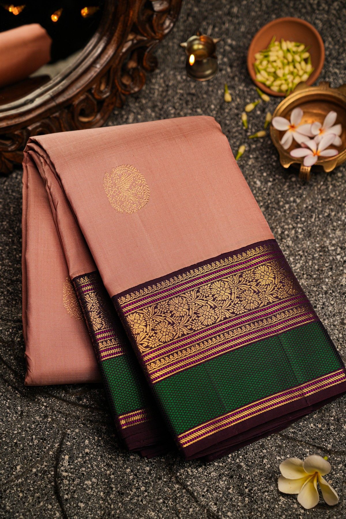 Kancheepuram Silk Light Peach Saree