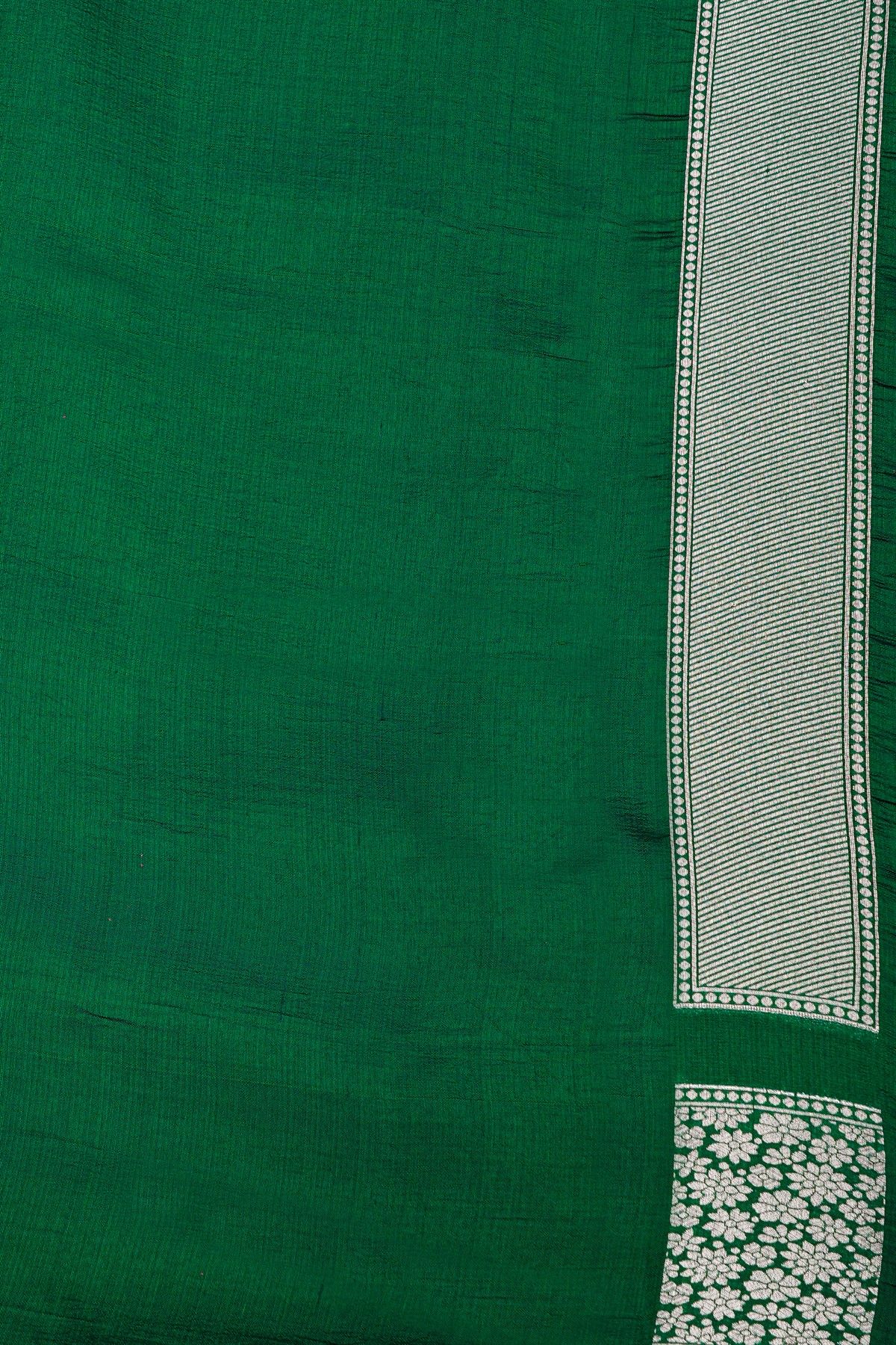 Fancy Matka Silk Teal Blue Saree WIth Leafs And Jaal Body
