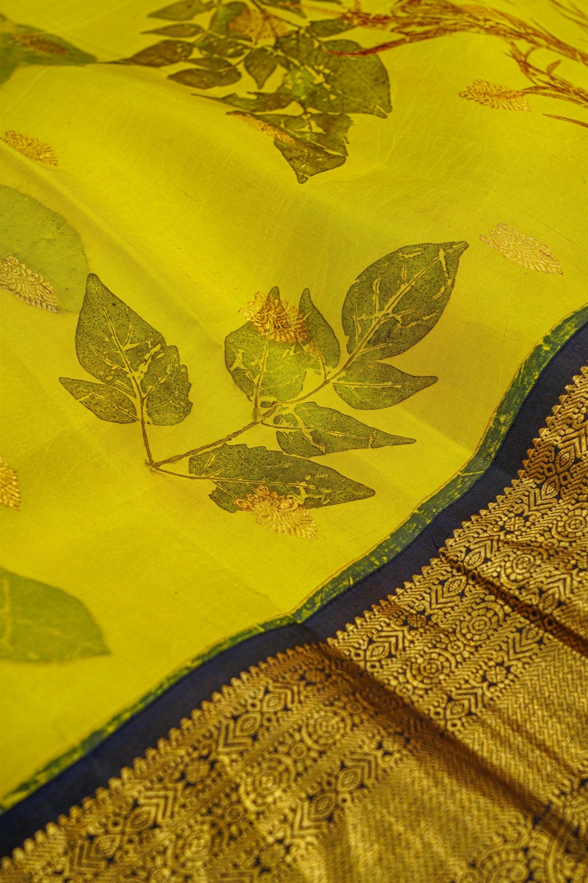 Kalamkari Print Silk Parrot Green Saree