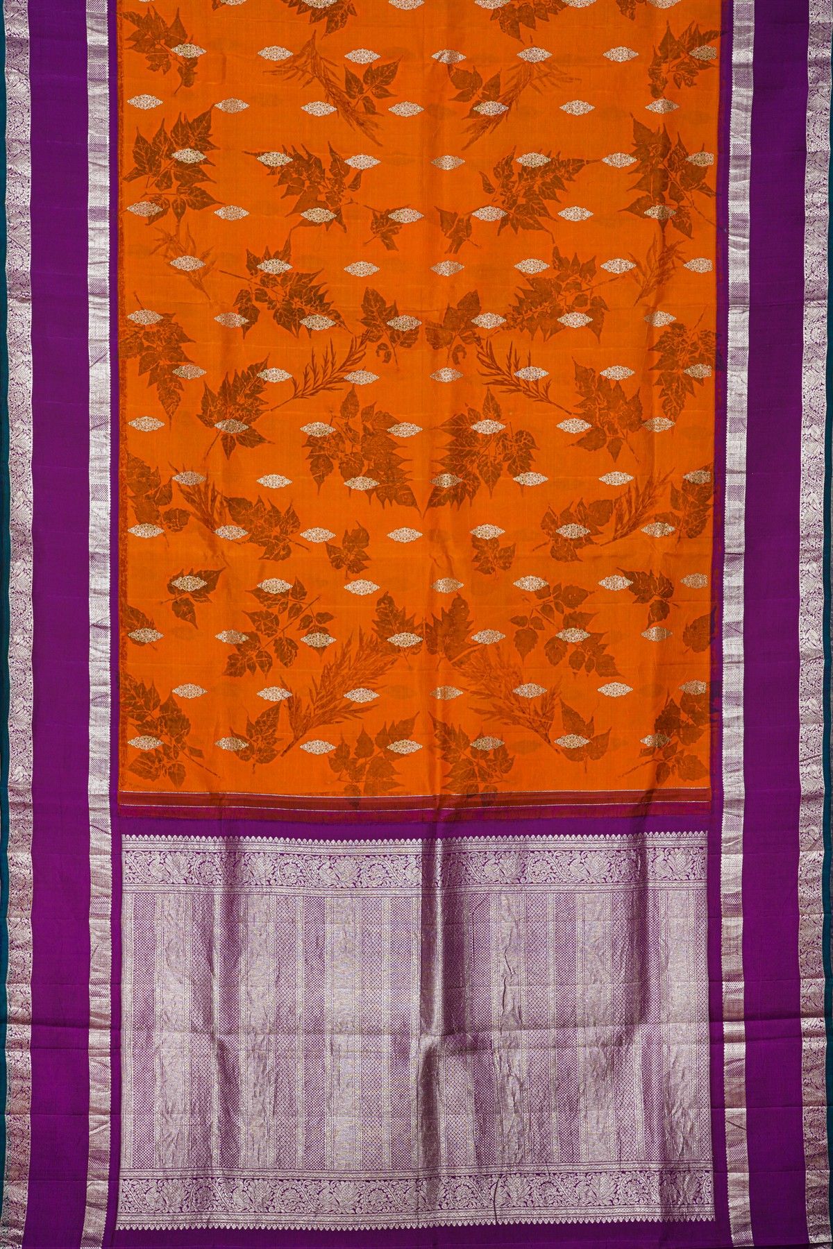 Kalamkari Print Silk Orange Saree