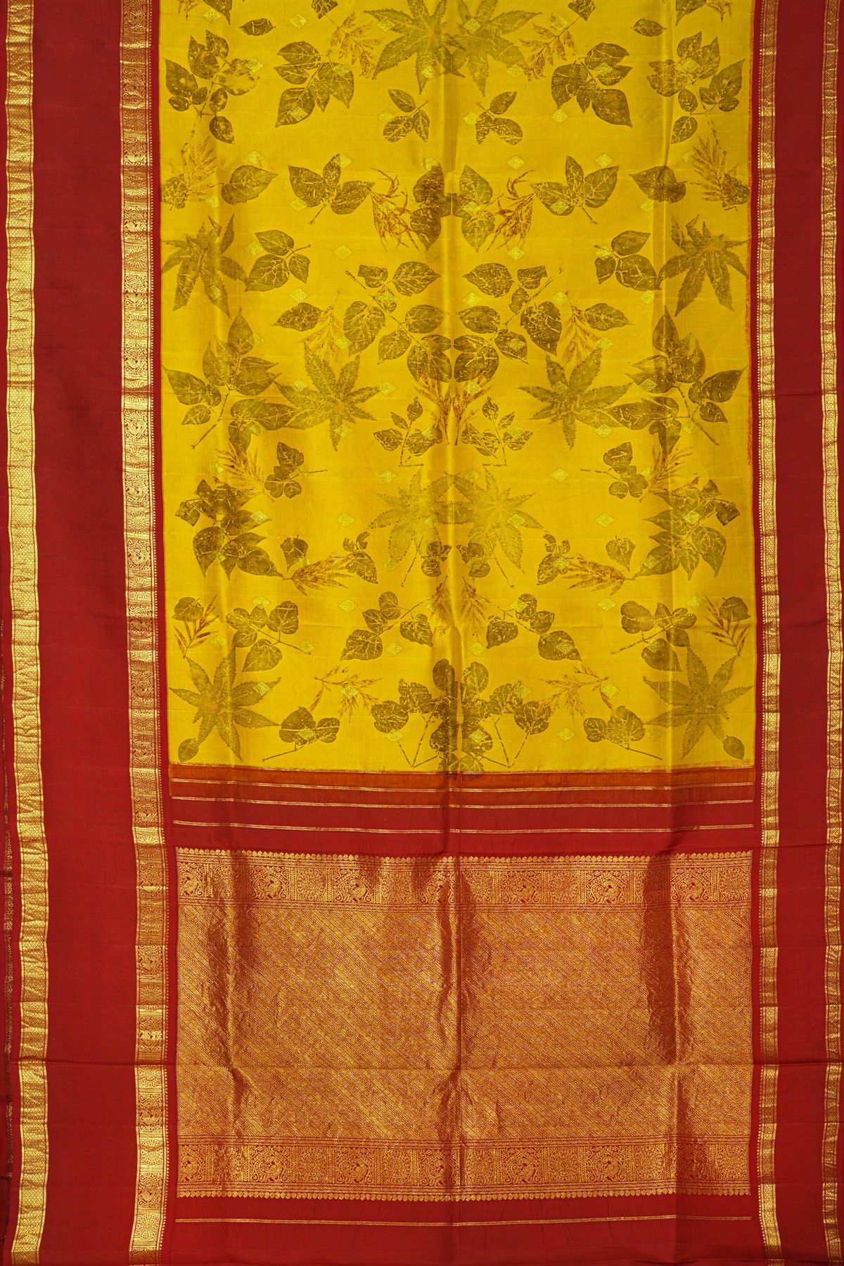 Kalamkari Print Silk Yellow Saree