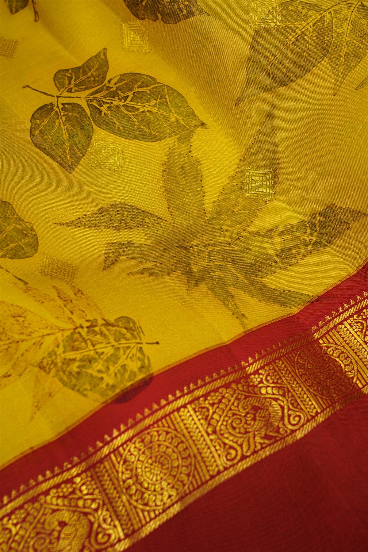 Kalamkari Print Silk Yellow Saree