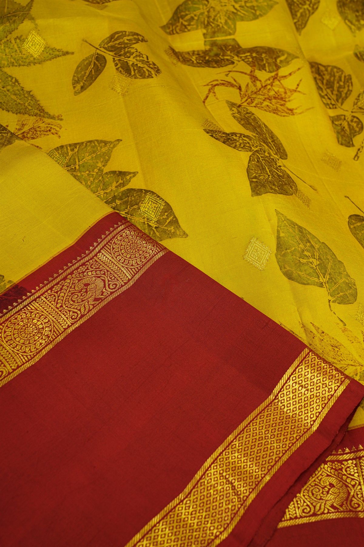 Kalamkari Print Silk Yellow Saree