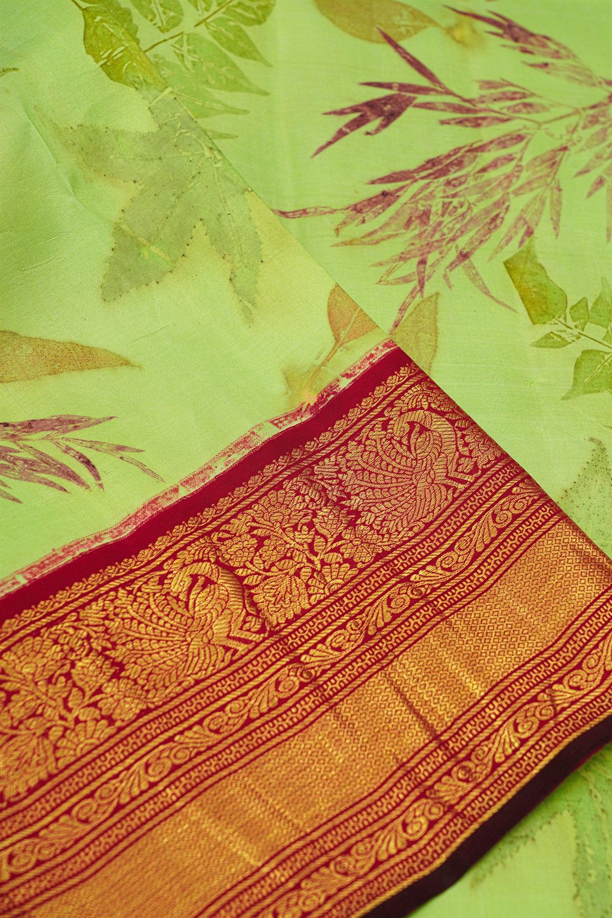 Kalamkari Print Silk Light Green Saree