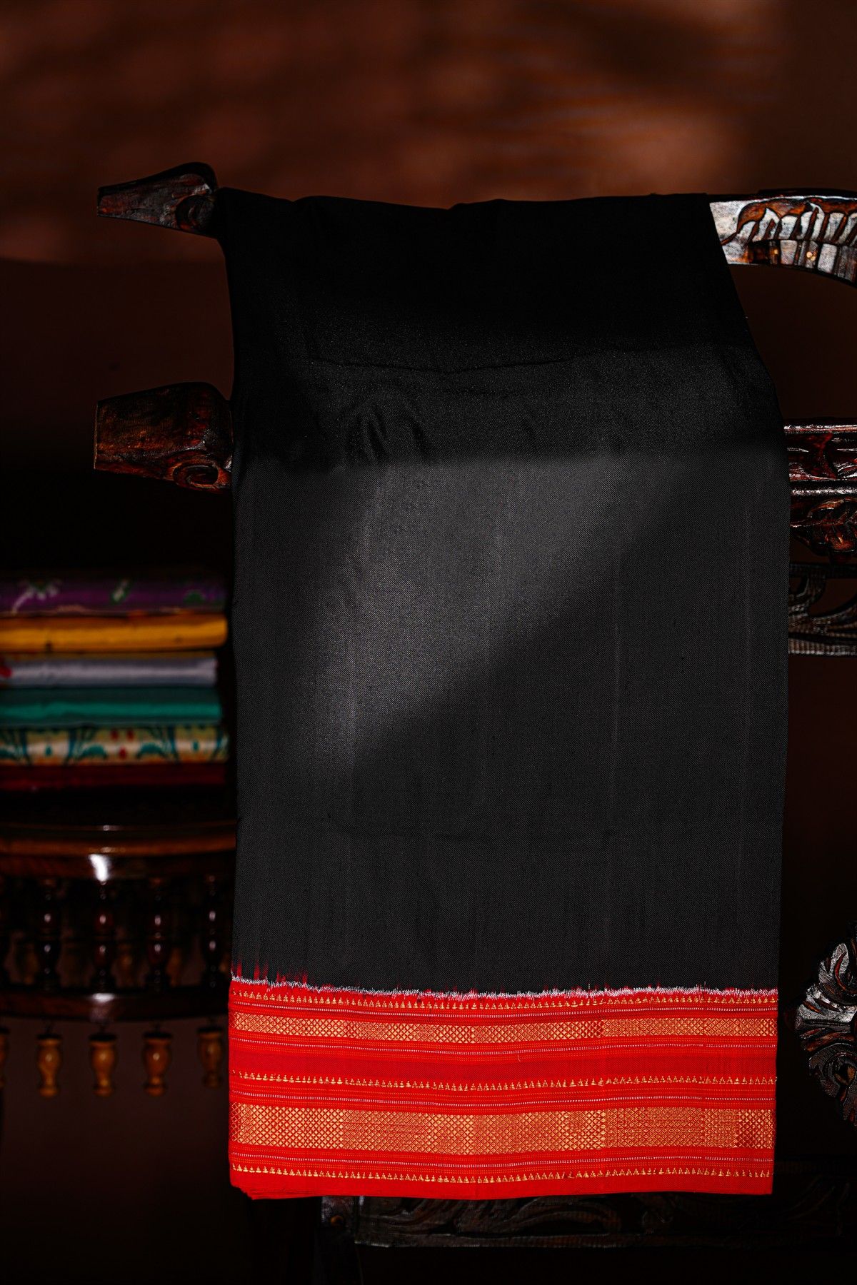 Ikat Silk Black Saree
