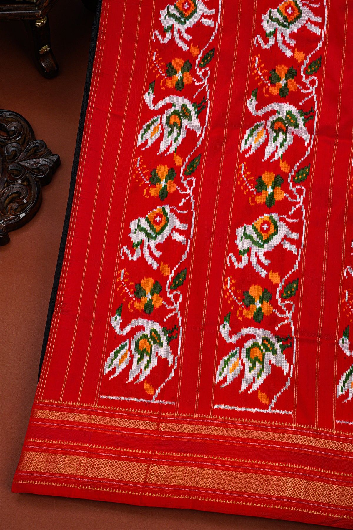 Ikat Silk Black Saree