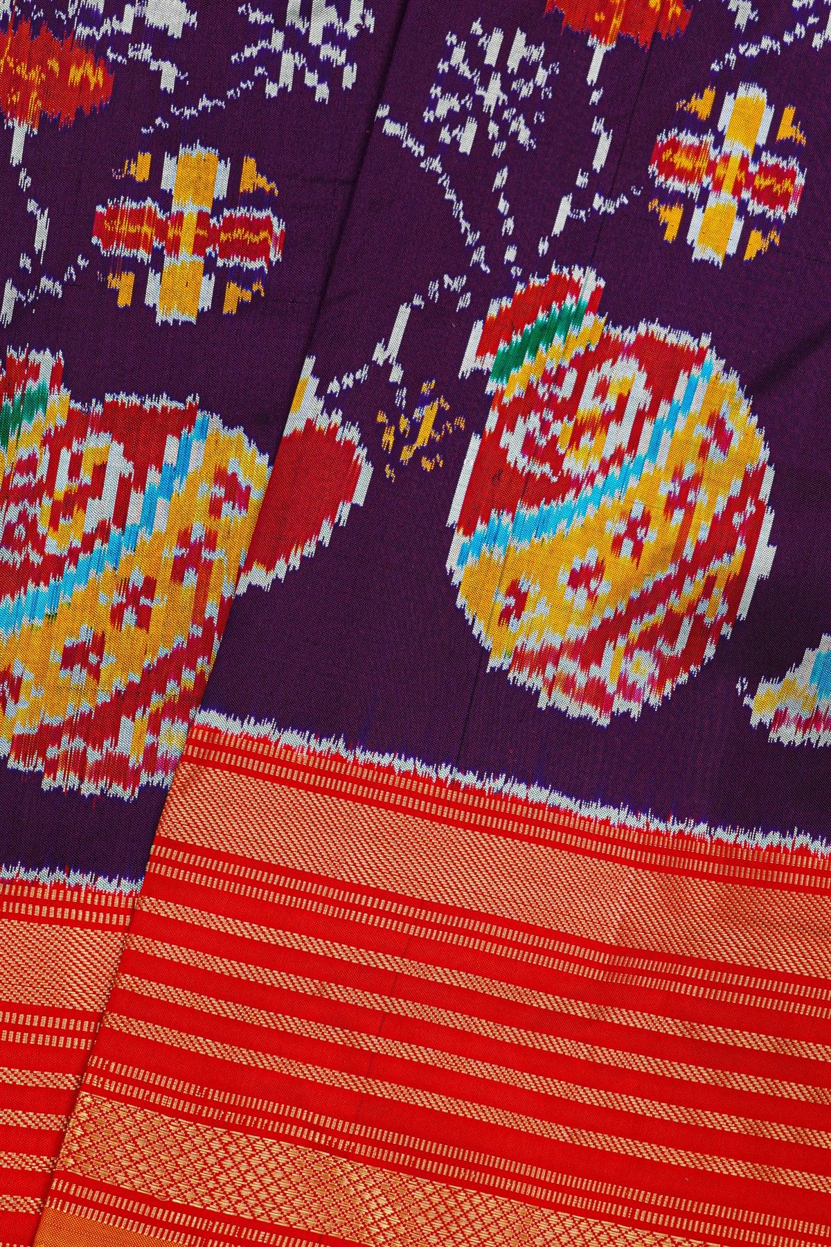 Ikat Silk Violet Saree