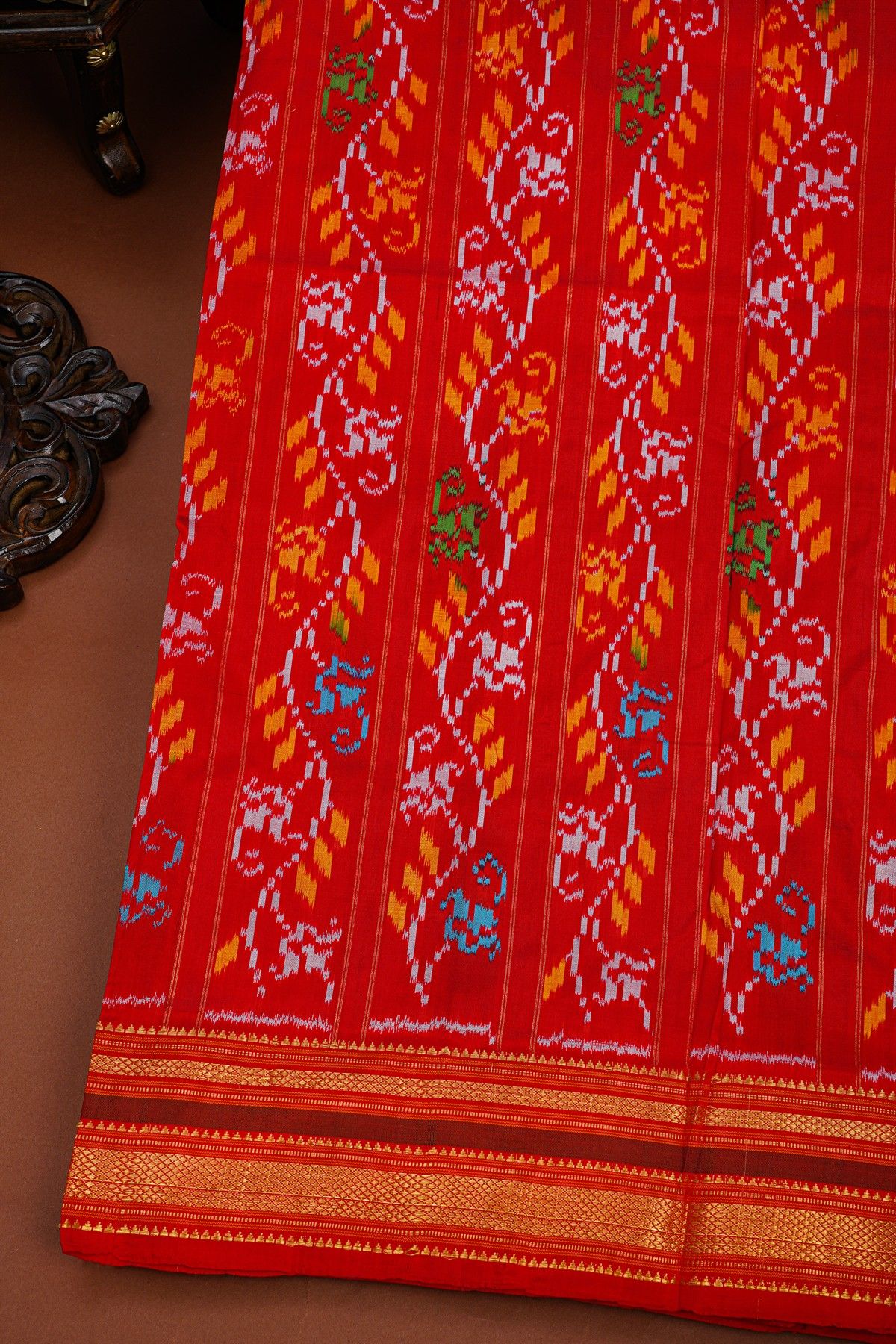 Ikat Silk Violet Saree