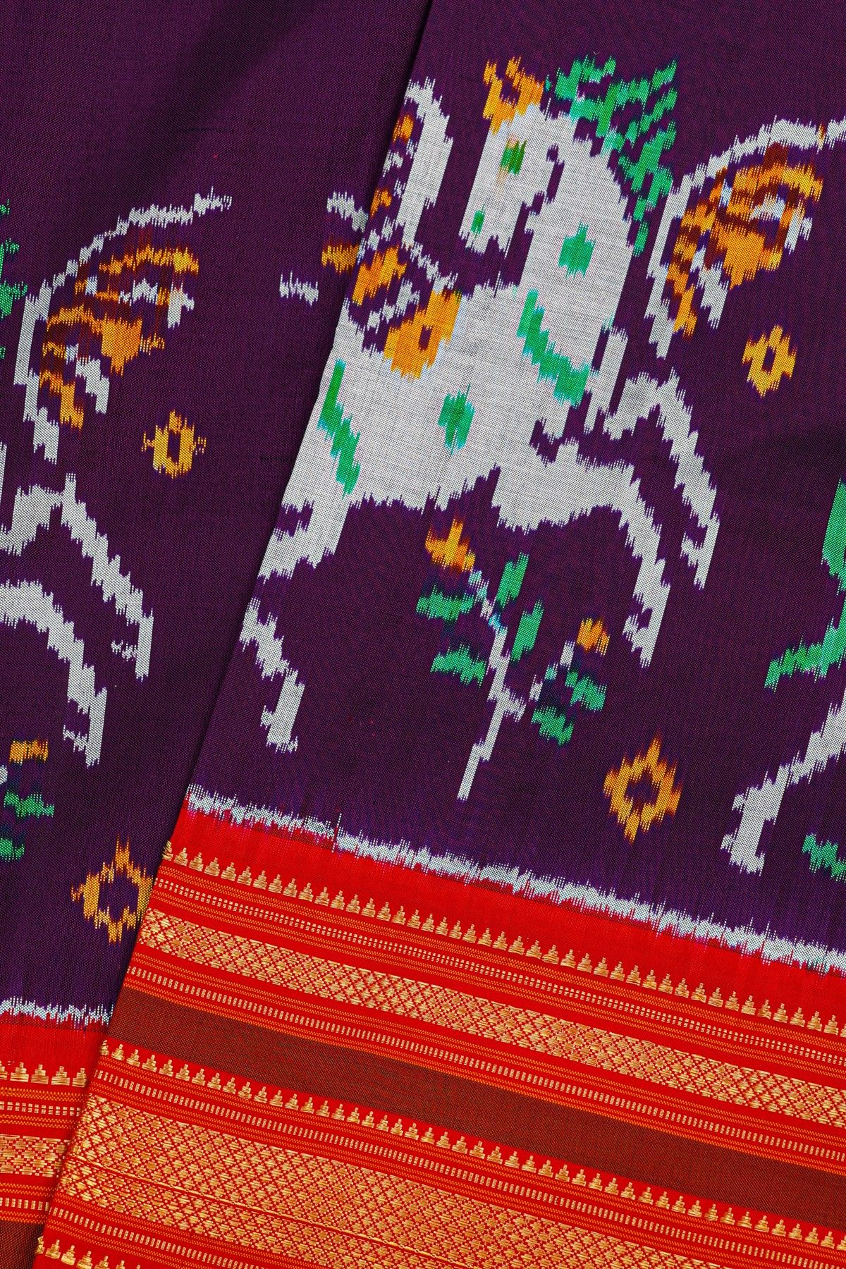 Ikat Silk Violet Saree