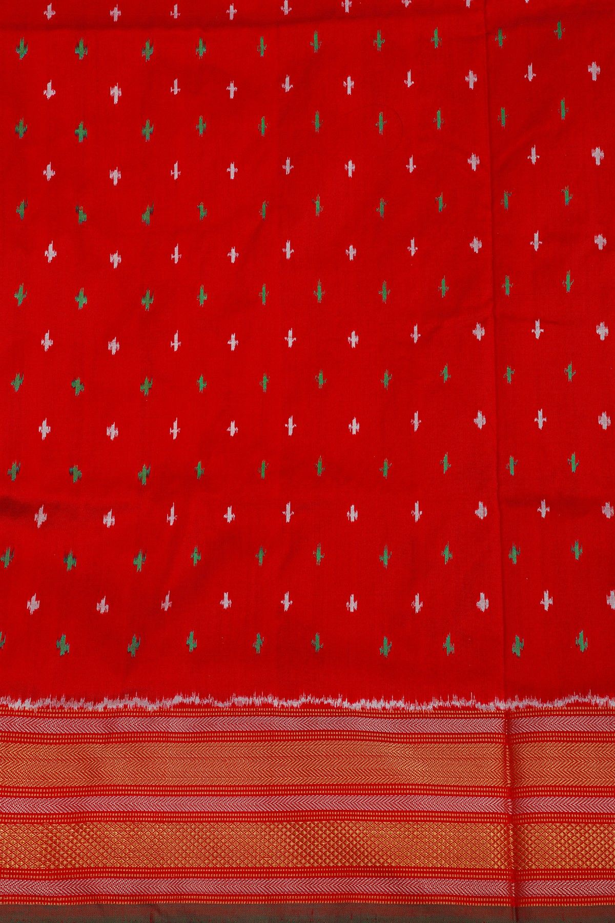 Ikat Silk White Saree