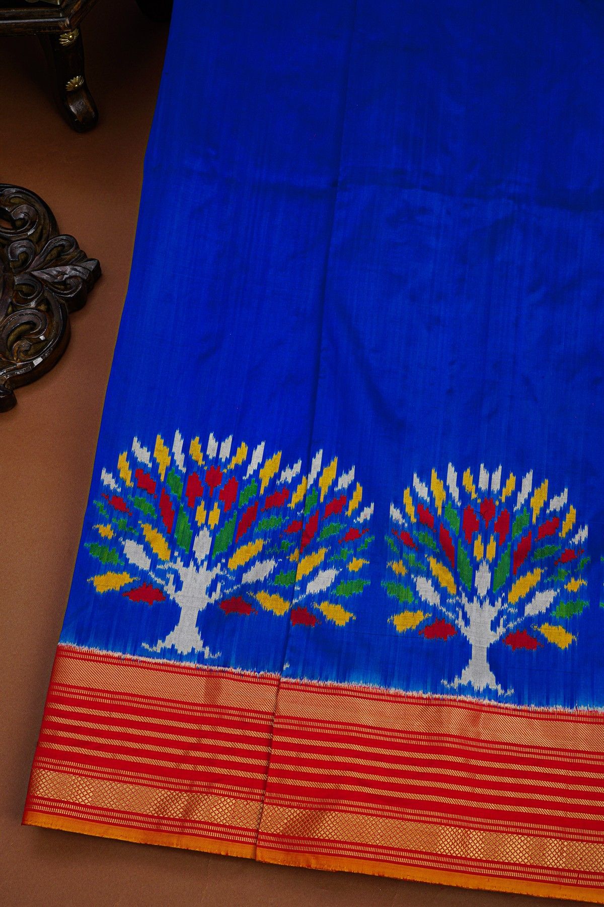 Ikat Silk Blue Saree