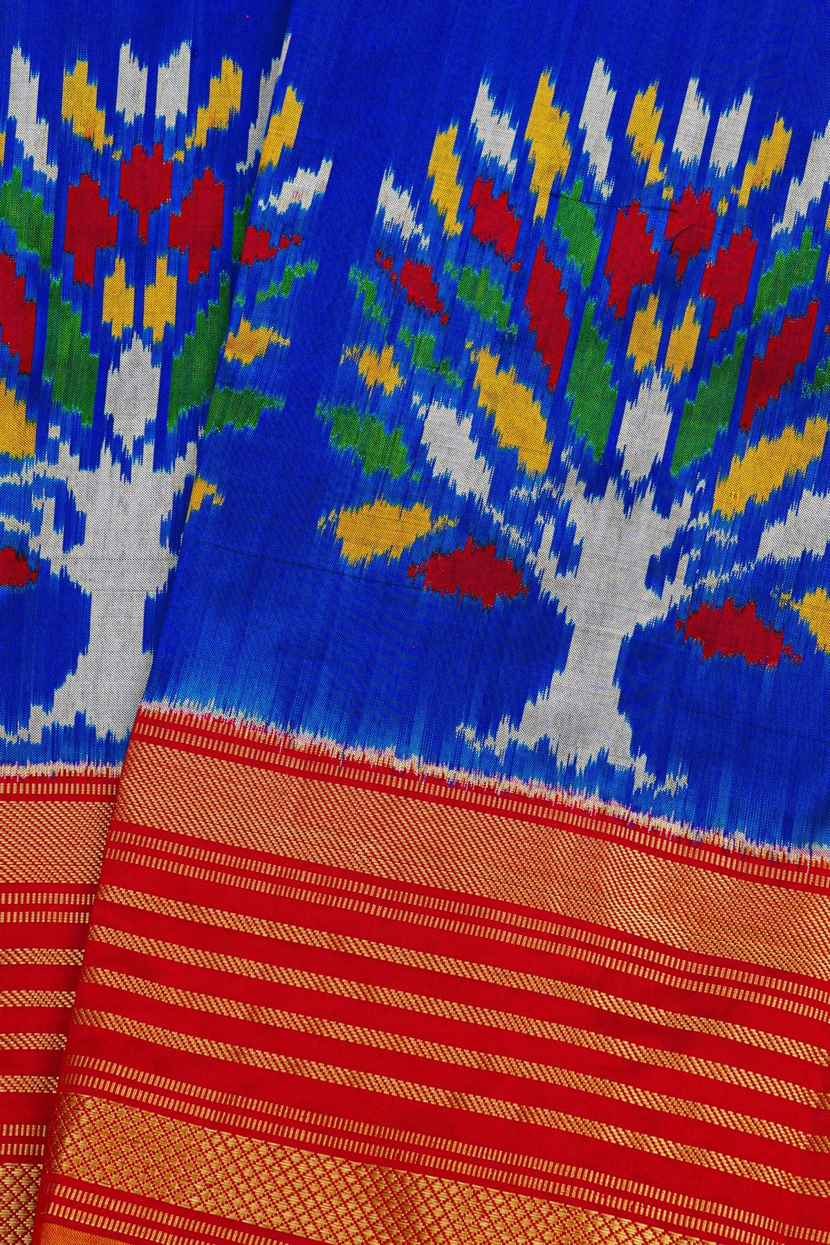 Ikat Silk Blue Saree