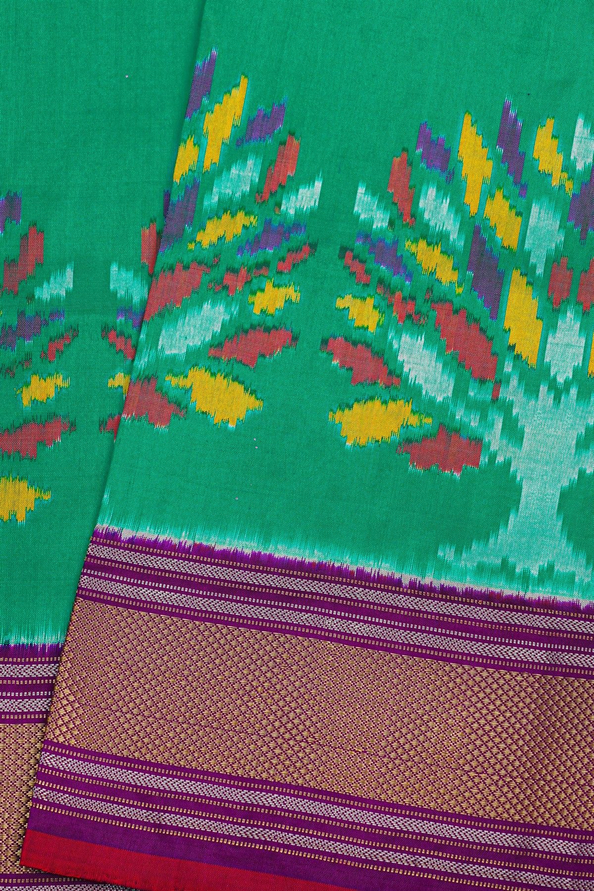 Ikat Silk Sea Green Saree