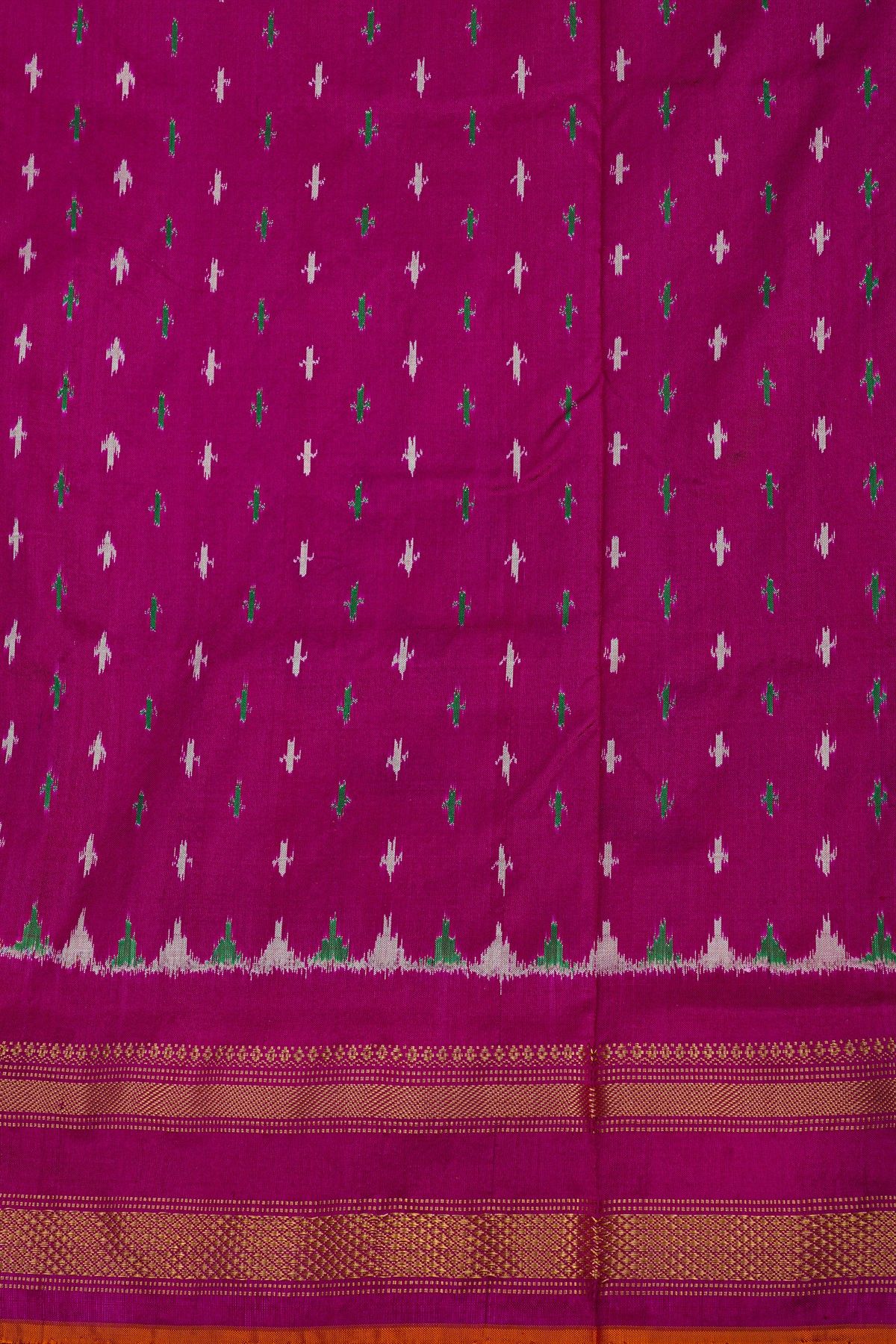 Ikat Silk Cream Saree