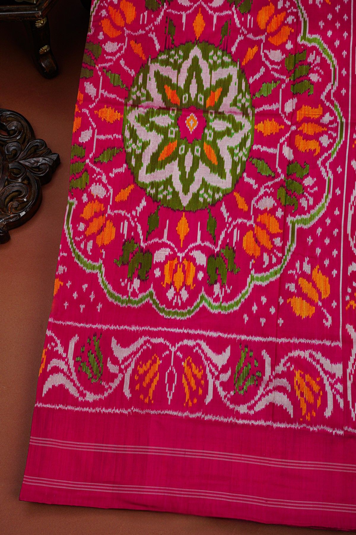 Ikat Silk Grey Saree