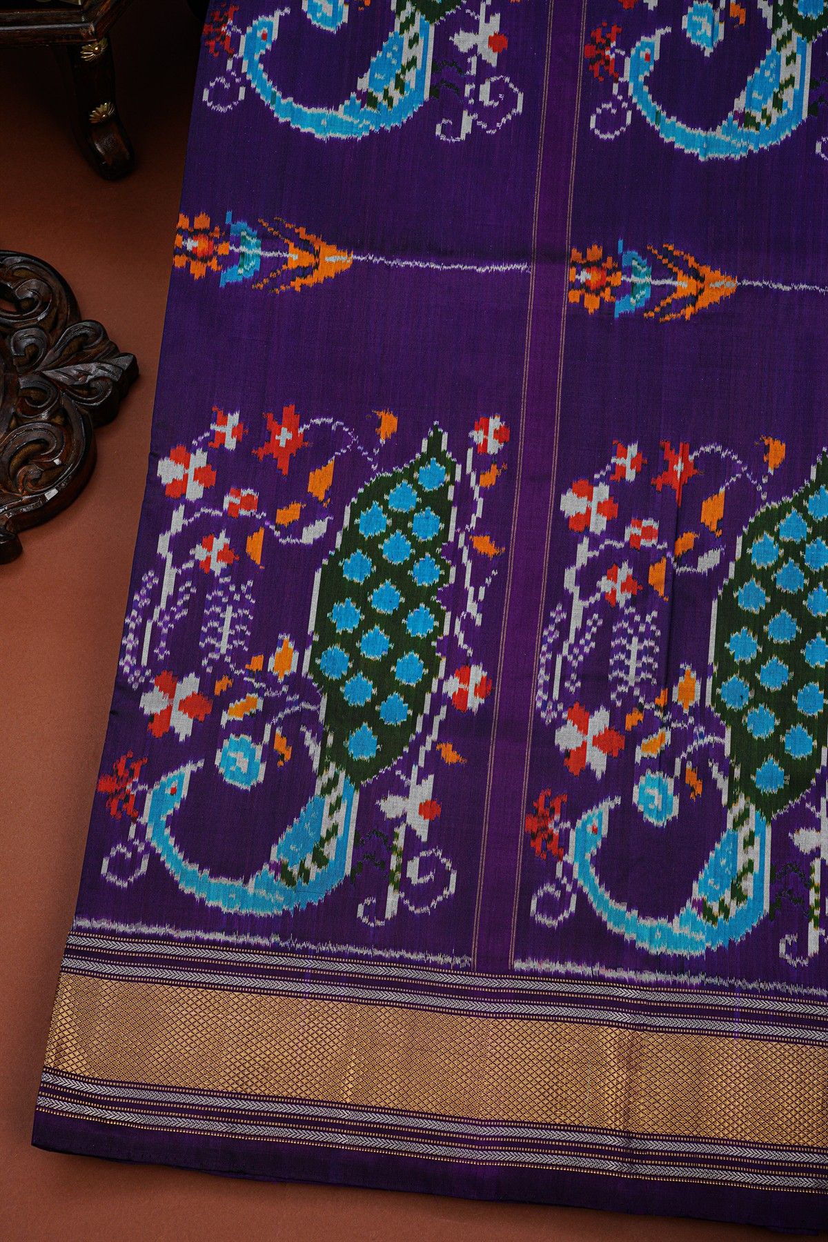 Ikat Silk Lavender Saree