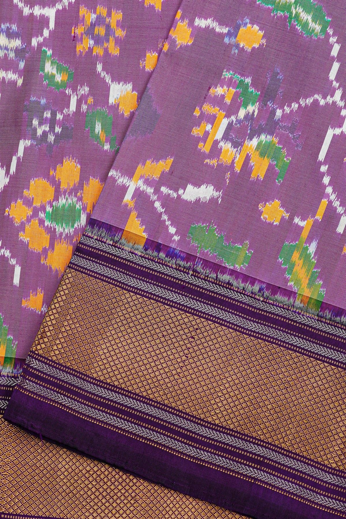 Ikat Silk Lavender Saree