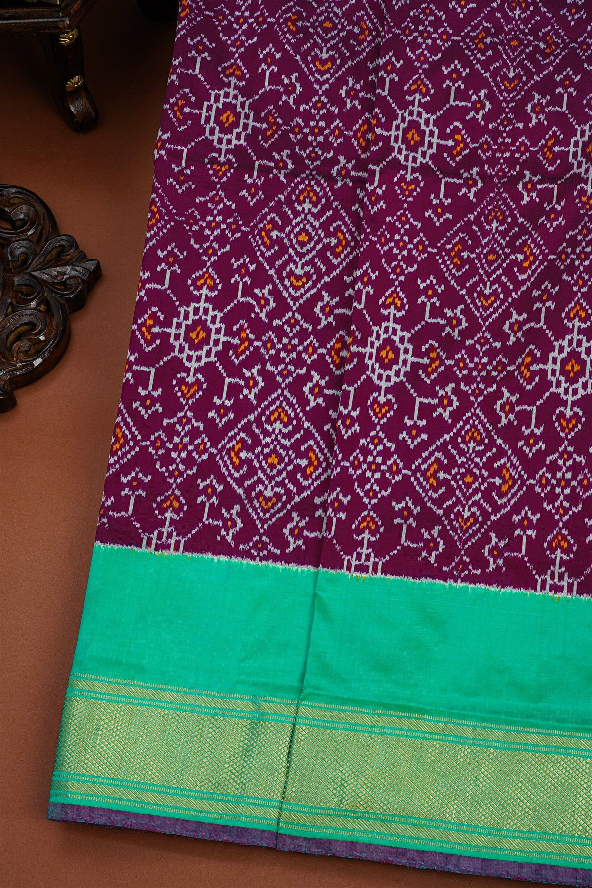 Ikat Silk Violet Saree