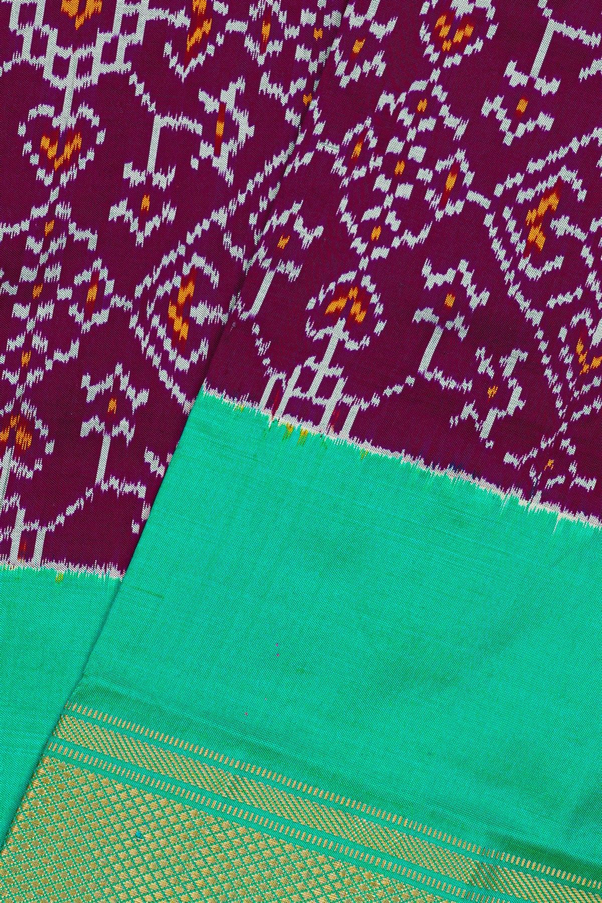 Ikat Silk Violet Saree