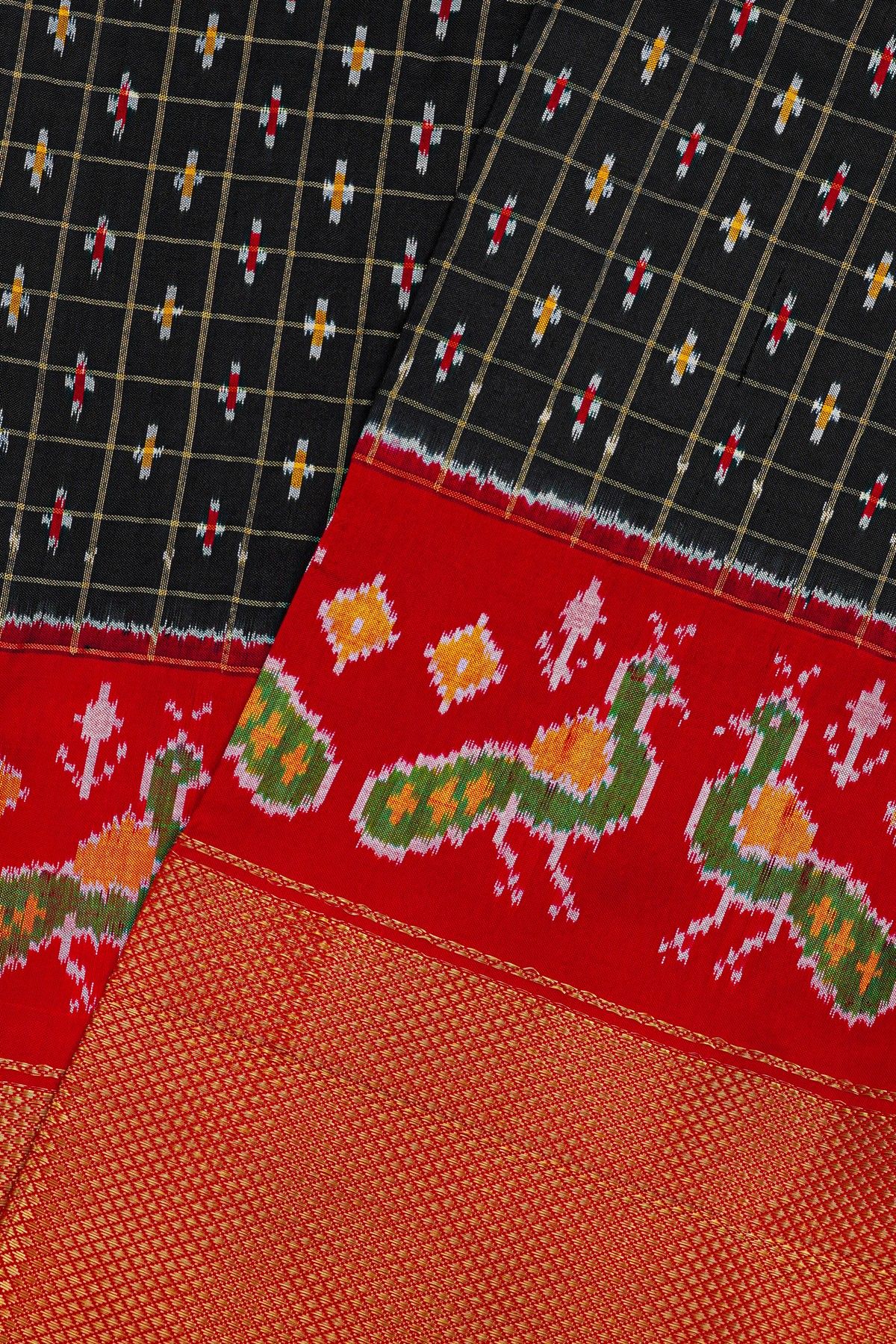 Ikat Silk Black Saree