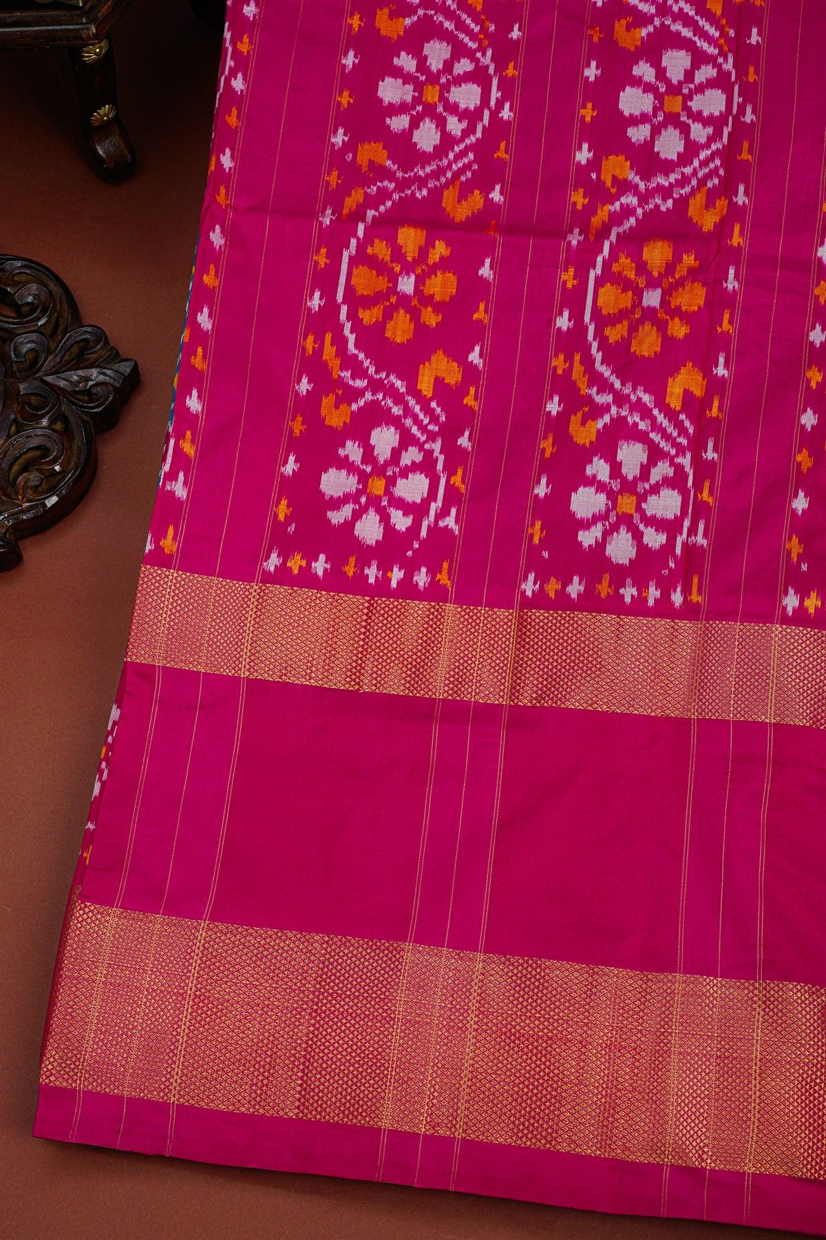 Ikat Silk Grey Saree