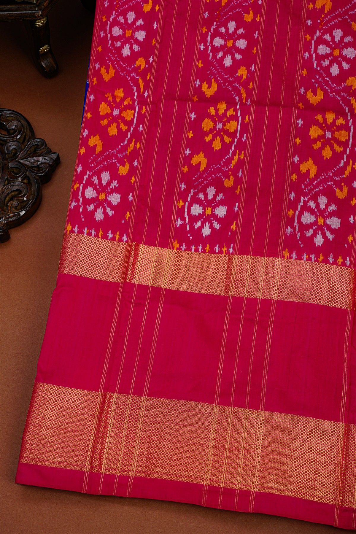 Ikat Silk Blue Saree