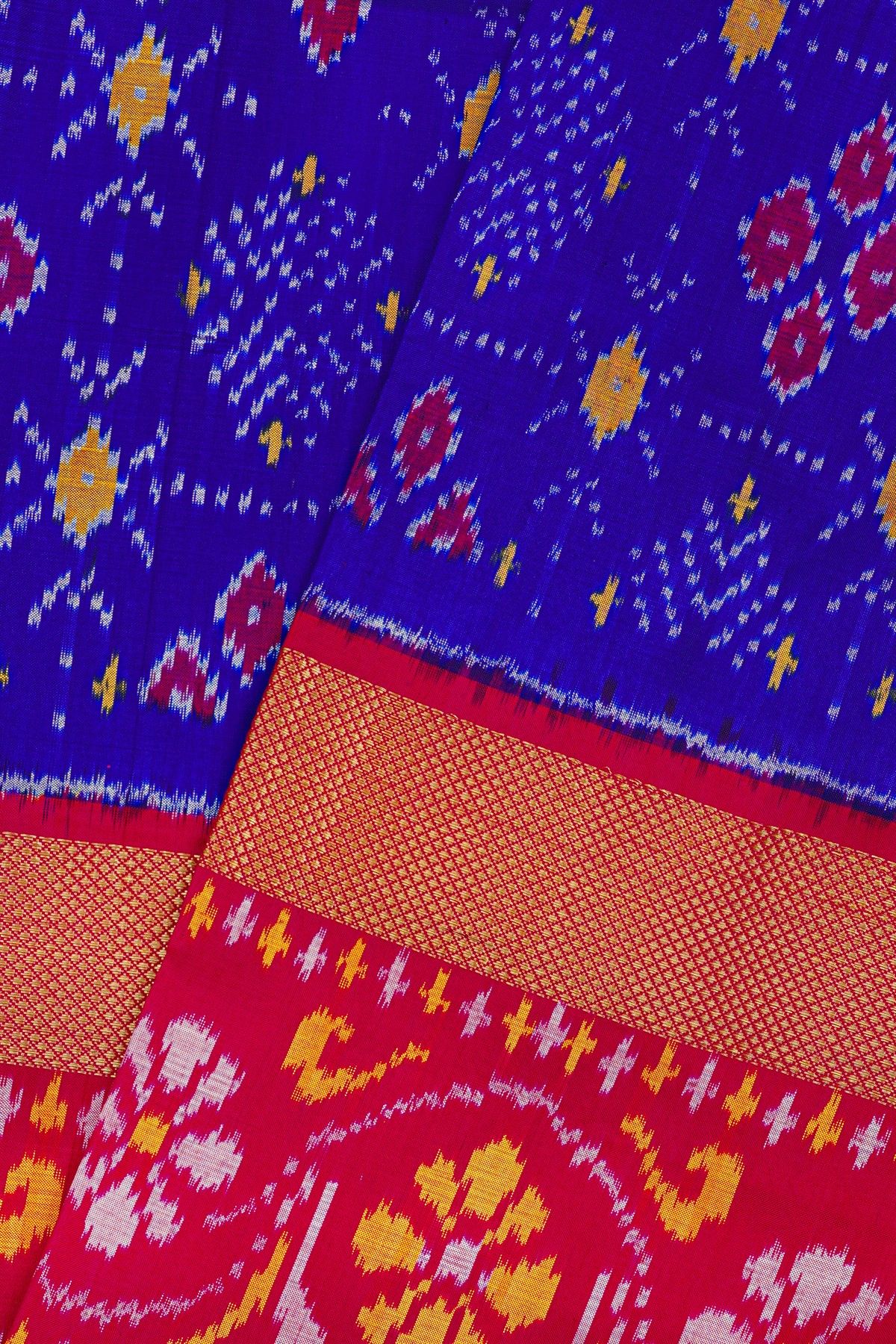 Ikat Silk Blue Saree