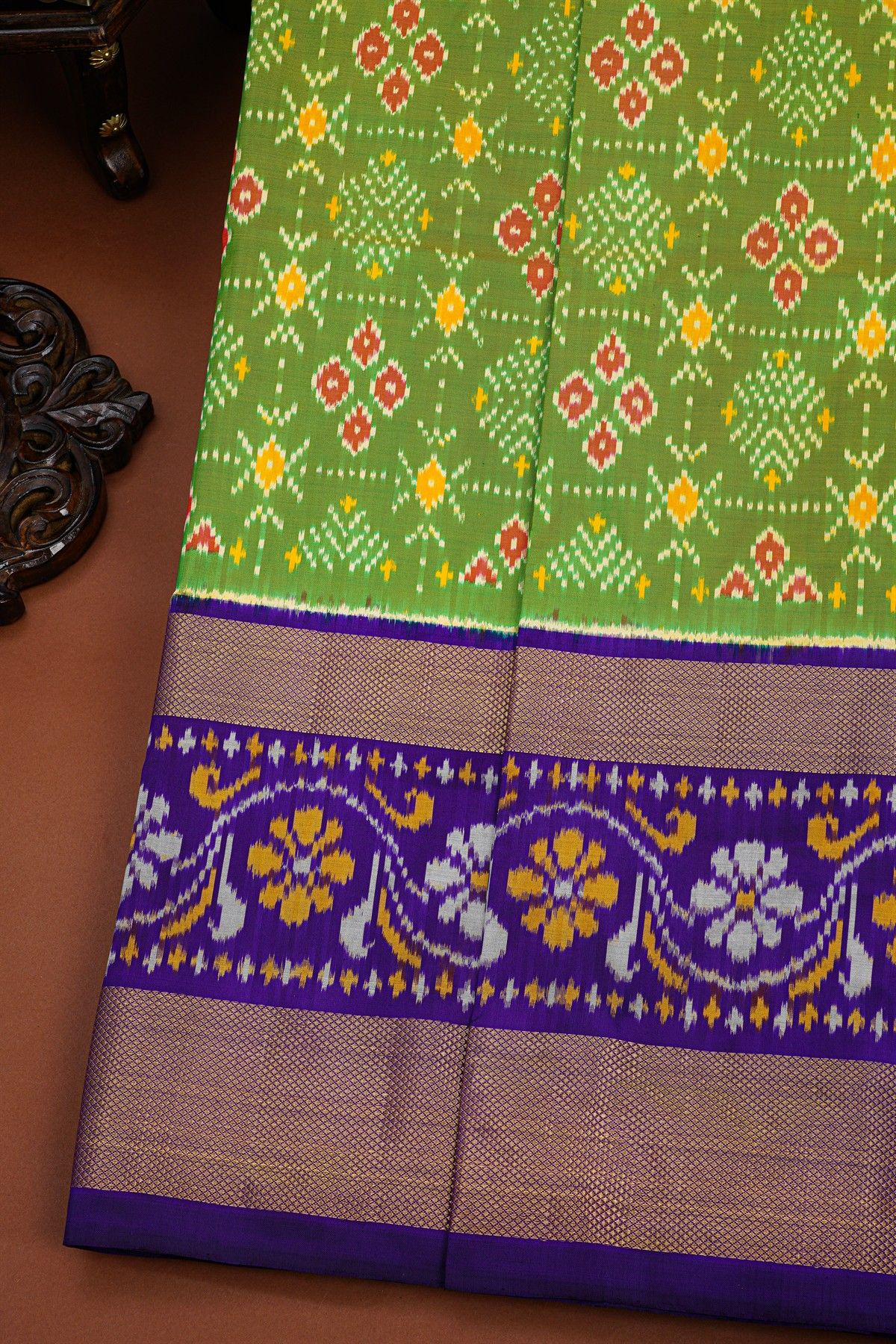 Ikat Silk Green Saree