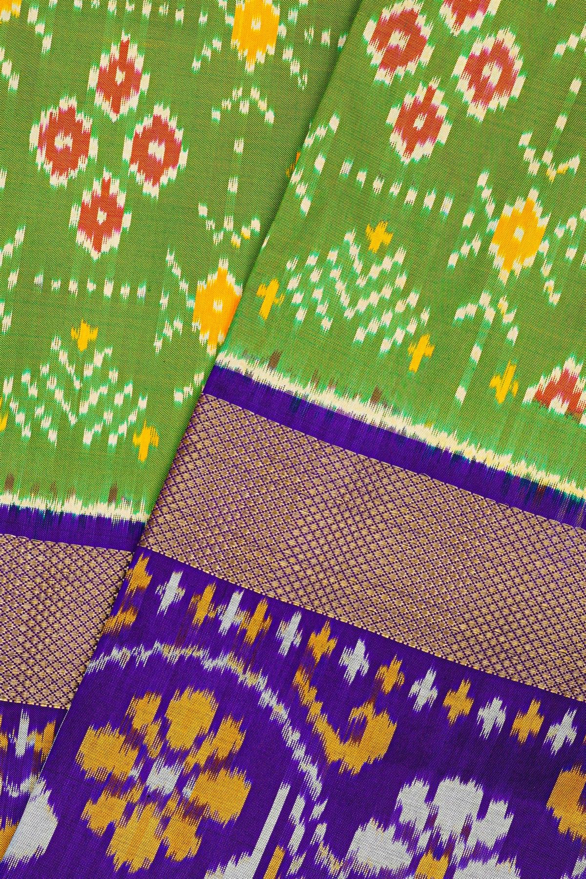 Ikat Silk Green Saree