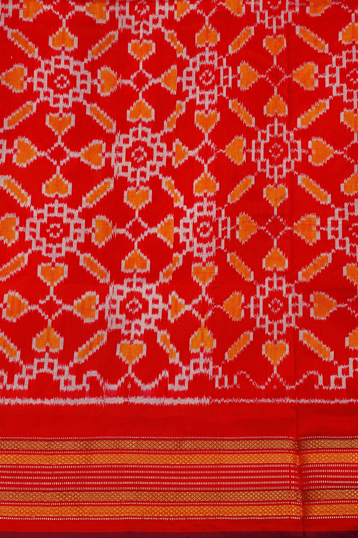 Ikat Silk Off White Saree