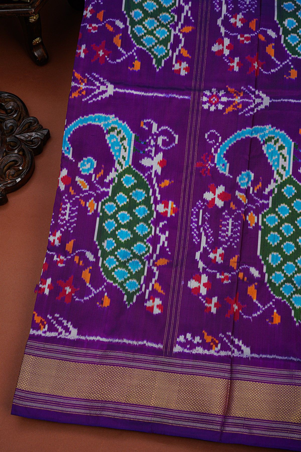 Ikat Silk Sea Green Saree