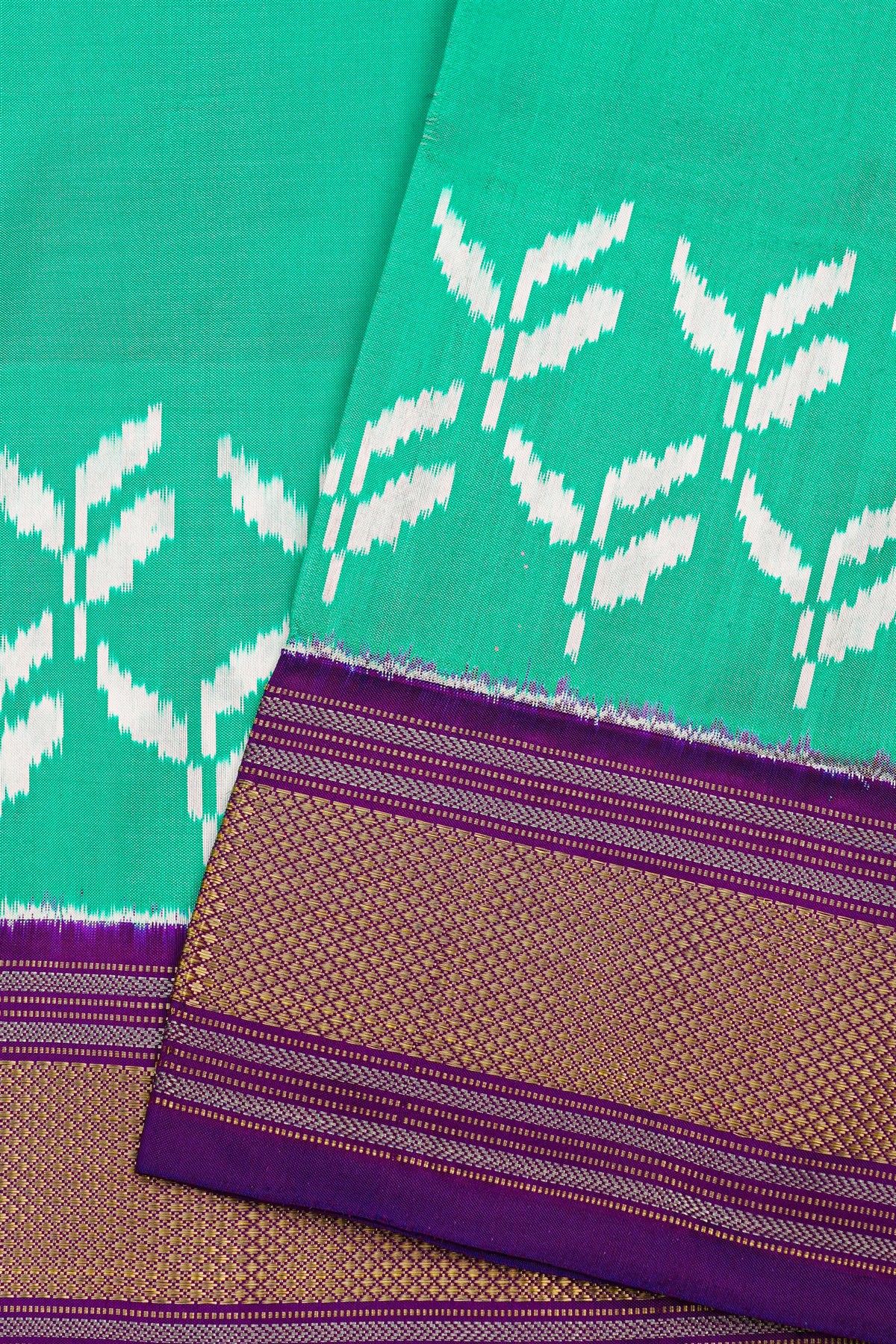 Ikat Silk Sea Green Saree