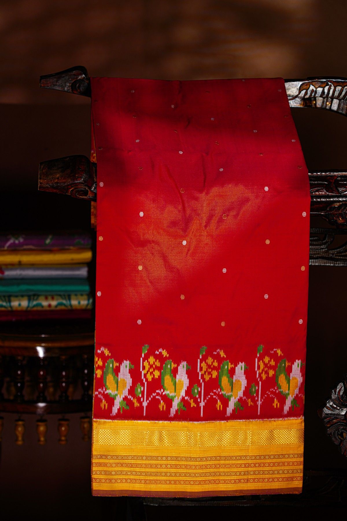Ikat Silk Red Saree