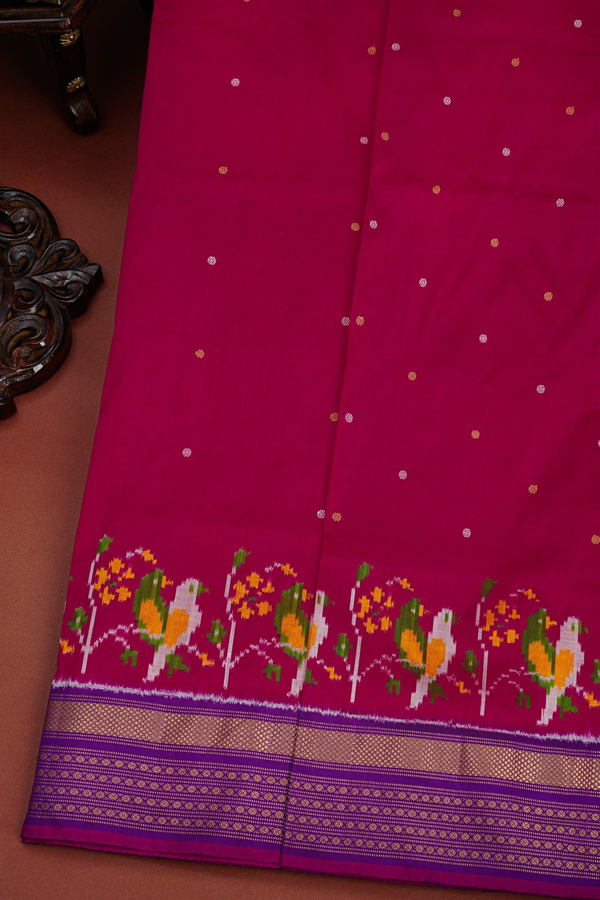 Ikat Silk Magenta Saree