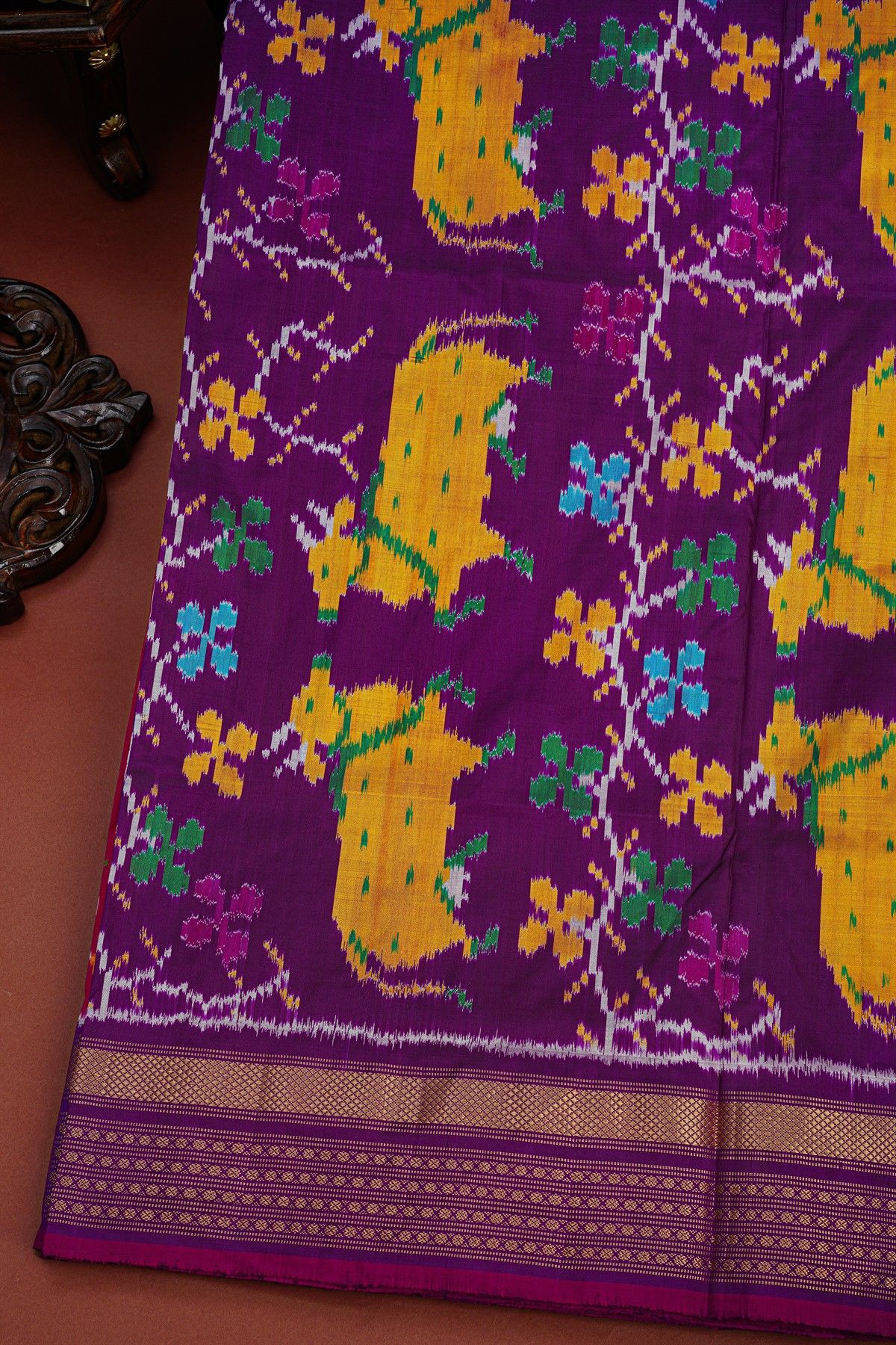 Ikat Silk Magenta Saree