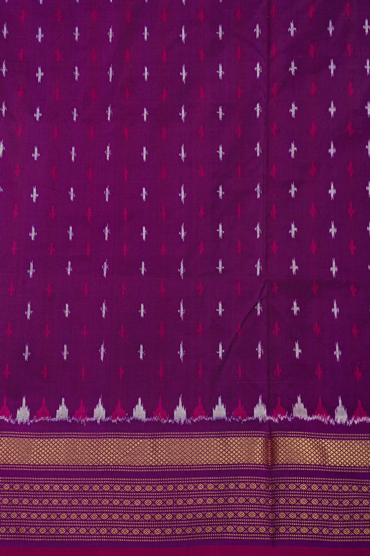 Ikat Silk Magenta Saree