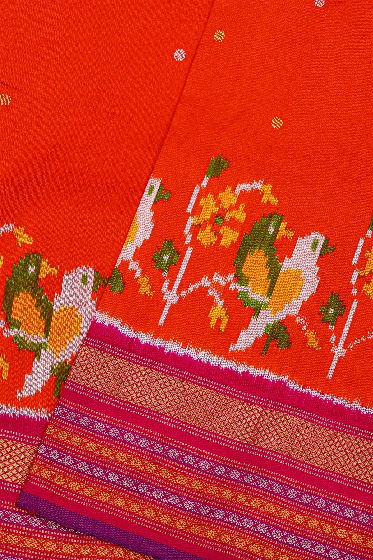 Ikat Silk Red Saree