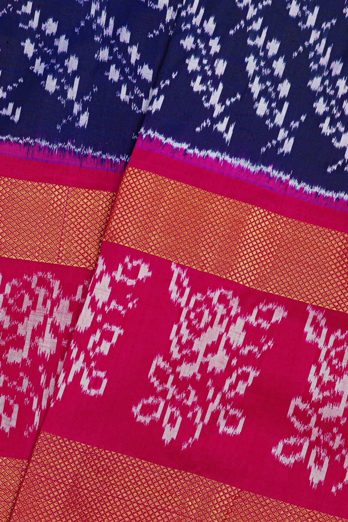 Ikat Silk Navy Blue Saree