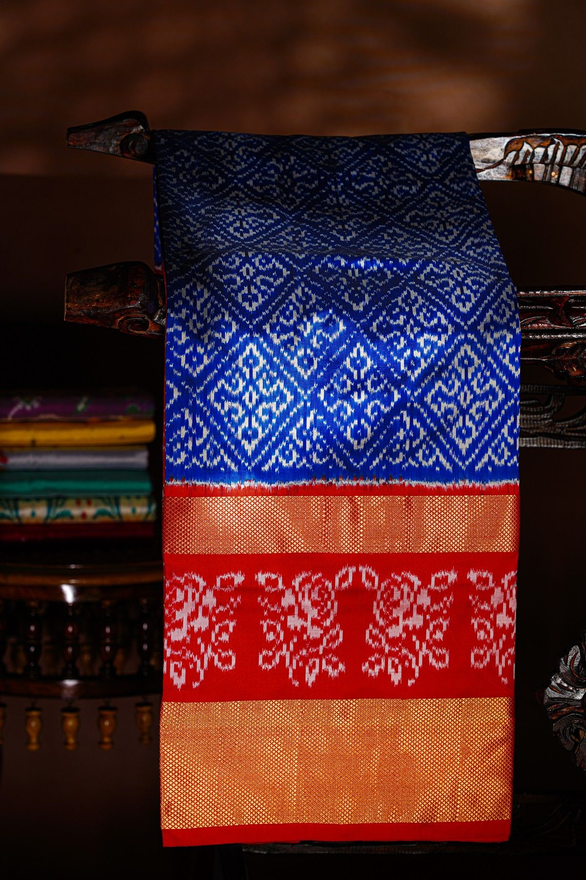 Ikat Silk Blue Saree