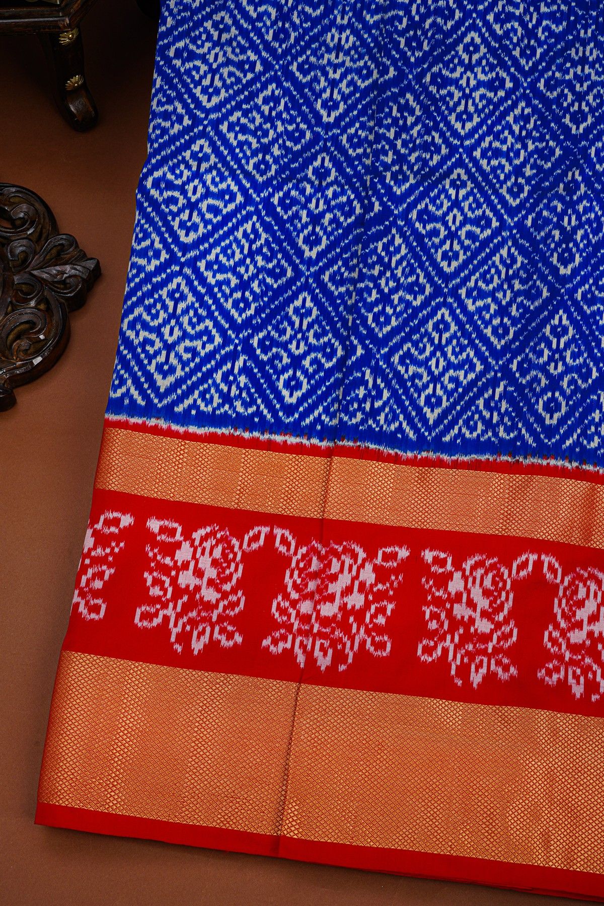 Ikat Silk Blue Saree