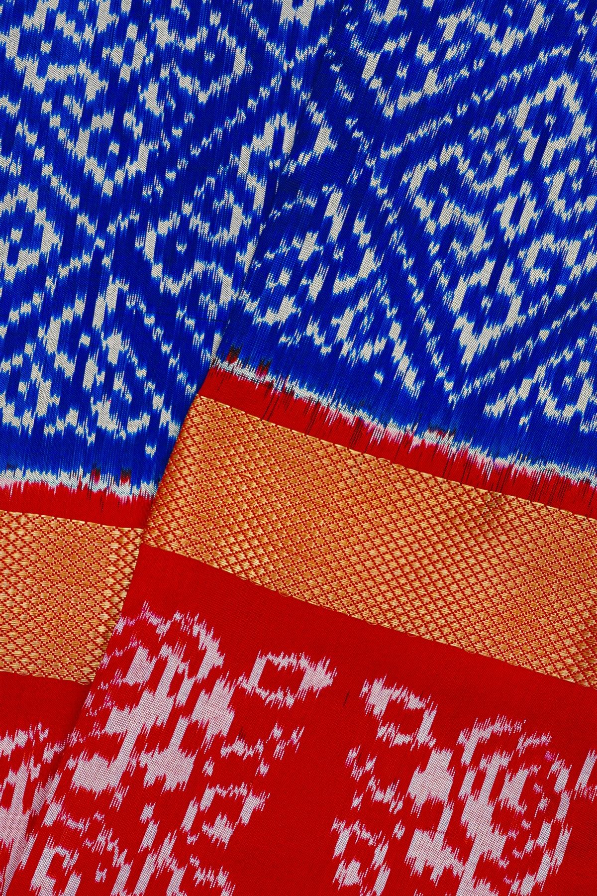 Ikat Silk Blue Saree